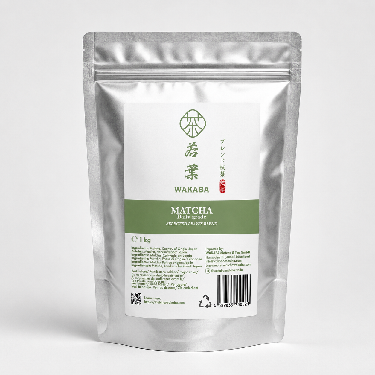 WAKABA Daily Grade Matcha 1kg professional pouch